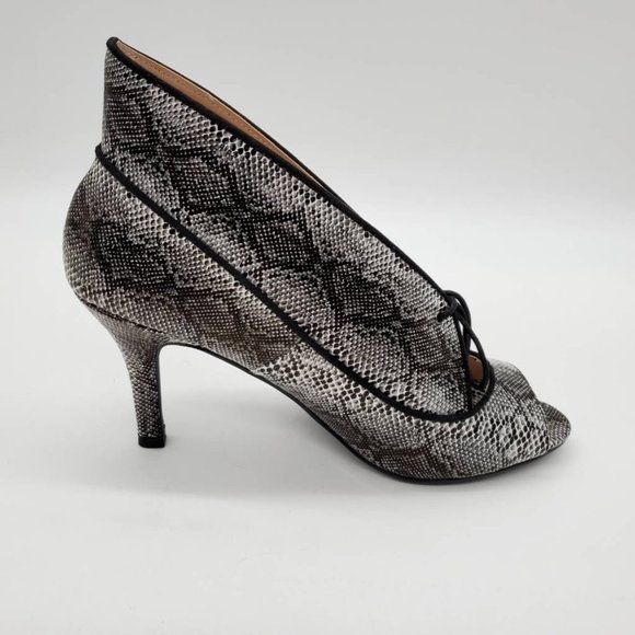 Midnight Velvet Womens Ankle Boots Shooties Black Gray Snake Print Slim Heel 8 M - Picture 2 of 10